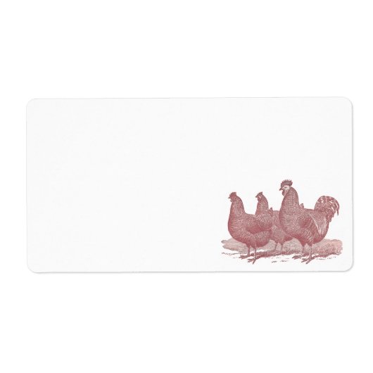 Rood Rooster en kippen Plymouth Rock Boerderij Etiket (Voorkant)