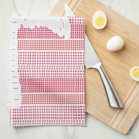 ROOD rooster met Palm Tree Theedoek (Quarter Fold)