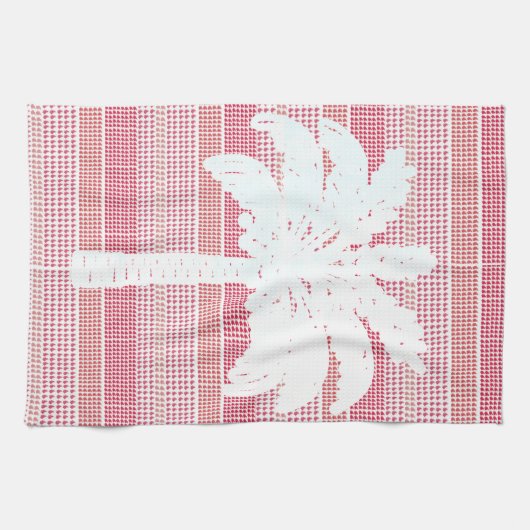 ROOD rooster met Palm Tree Theedoek (Horizontaal)