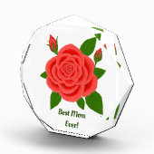 Rood Rose achthoekig Moederdag fotoblok (Rechts)