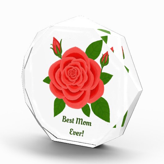 Rood Rose achthoekig Moederdag fotoblok (Rechts)