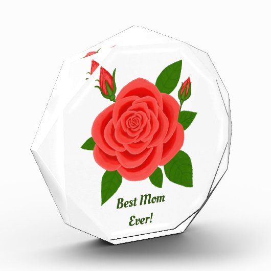 Rood Rose achthoekig Moederdag fotoblok (Links)