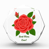 Rood Rose achthoekig Moederdag fotoblok (Voorkant)