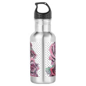 Rood Rose Aquarel stip Vrouwen Initiaal Waterfles (Achterkant)