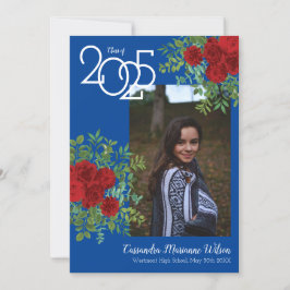 Rood Rose Blue Foto Afstuderen Aankondiging