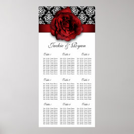 Rood Rose Damask voor de bruiloft Poster