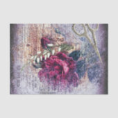 Rood Rose Floral Ephemera Ontvapt Portret Tissuepapier (Voorkant)