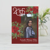 Rood Rose Foto Afstuderen Aankondiging (Staand voorkant)