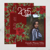 Rood Rose Foto Afstuderen Aankondiging (Voorkant / Achterkant)