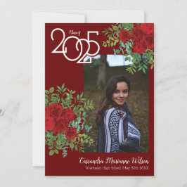 Rood Rose Foto Afstuderen Aankondiging