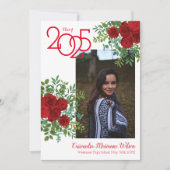 Rood Rose Foto Afstuderen Aankondiging (Voorkant)