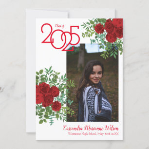 Rood Rose Foto Afstuderen Aankondiging
