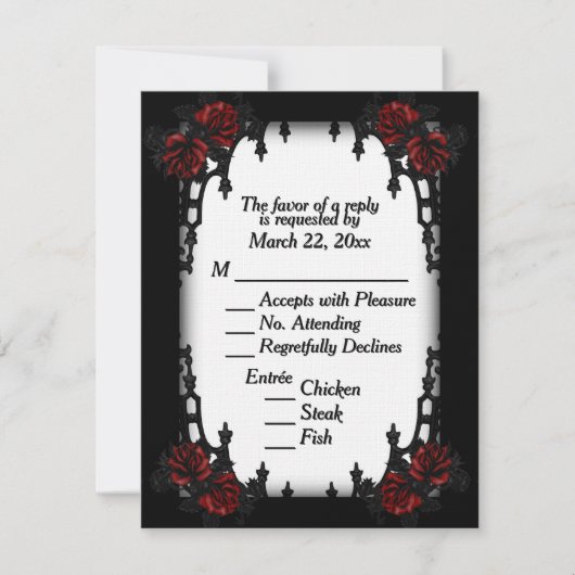 Rood Rose Gothic RSVP White Menu Choice (Voorkant)