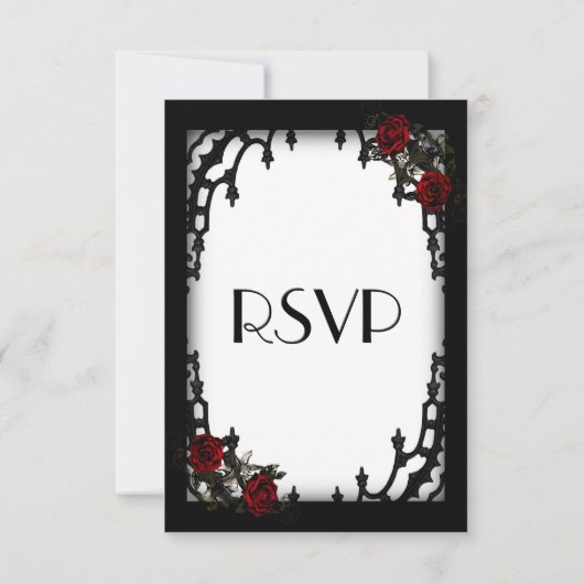Rood Rose Gothic RSVP White Menu Choice (Achterkant)
