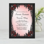 Rood Rose Gothic Sweet Sixteen Iron Gate Roze Kaart (Staand voorkant)