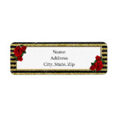 Rood Rose Goud Zwart Strepen Adresetiketten Etiket (Voorkant)