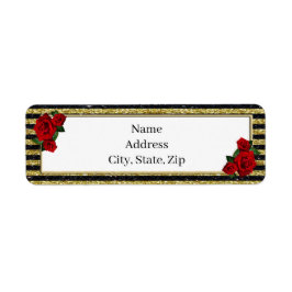 Rood Rose Goud Zwart Strepen Adresetiketten Etiket