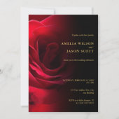 Rood Rose Gradient Zwart met Foto Bruiloft Kaart (Voorkant)