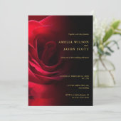 Rood Rose Gradient Zwart met Foto Bruiloft Kaart (Staand voorkant)