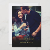 Rood Rose Gradient Zwart met Foto Bruiloft Kaart (Achterkant)