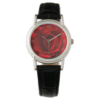 Rood Rose Grijs Script Roman Numbers waa Horloge