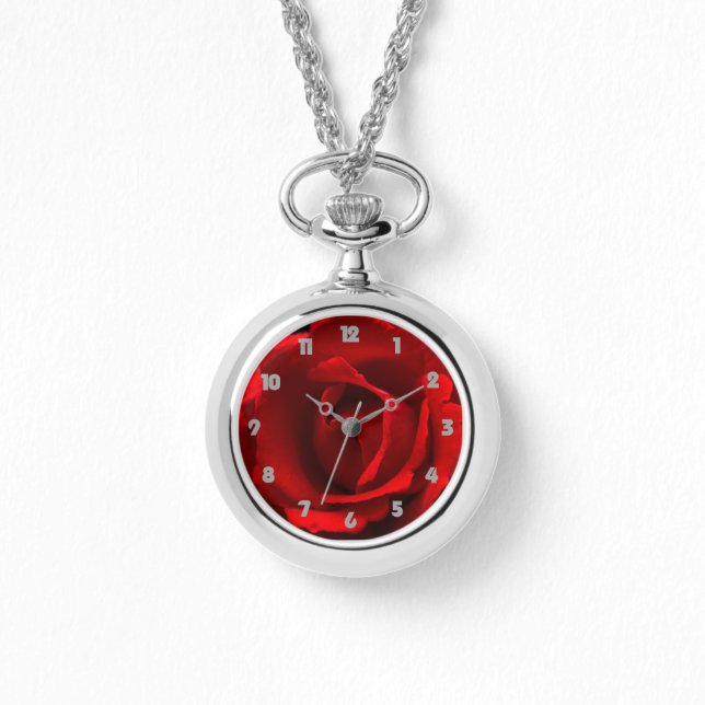 Rood Rose Grijs Vet Getallen WACNM Horloge (Voorkant)
