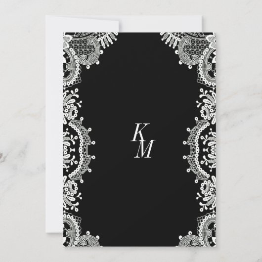 Rood Rose Mooi Wit Kant Bruiloft Kaart (Achterkant)