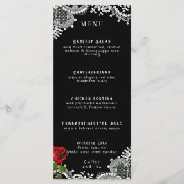 Rood Rose Mooi Wit Kant Bruiloft Menu