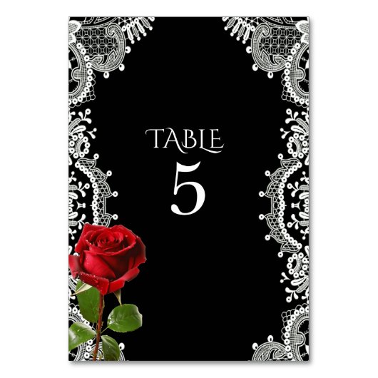 Rood Rose Mooi Wit Kant Kaart (Voorkant)