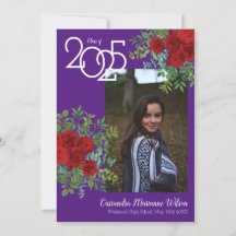 Rood Rose Paars Foto Afstuderen Aankondiging