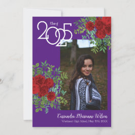 Rood Rose Paars Foto Afstuderen Aankondiging