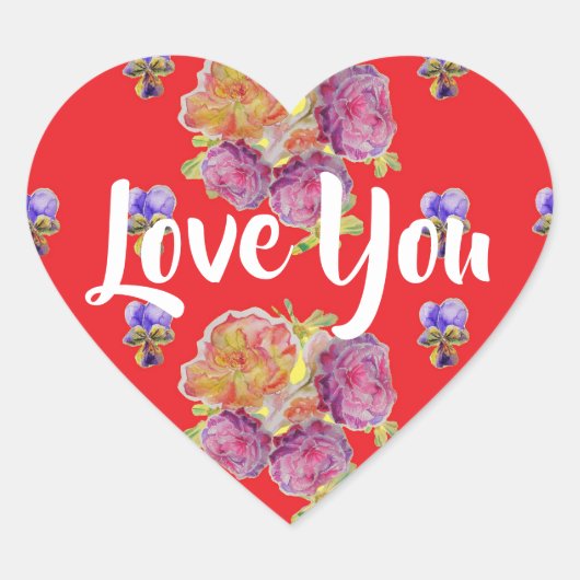 Rood Rose Rozen Patroonbloemen bloemenliefde Hart Sticker (Voorkant)