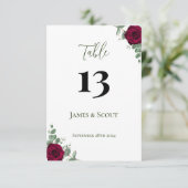 Rood Rose Trouwtafel Nummer Kaart (Staand voorkant)