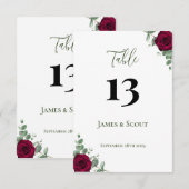 Rood Rose Trouwtafel Nummer Kaart (Voorkant / Achterkant)