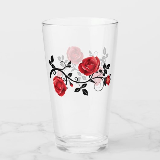 Rood Rose & Wijnglas Glas (Achterkant)