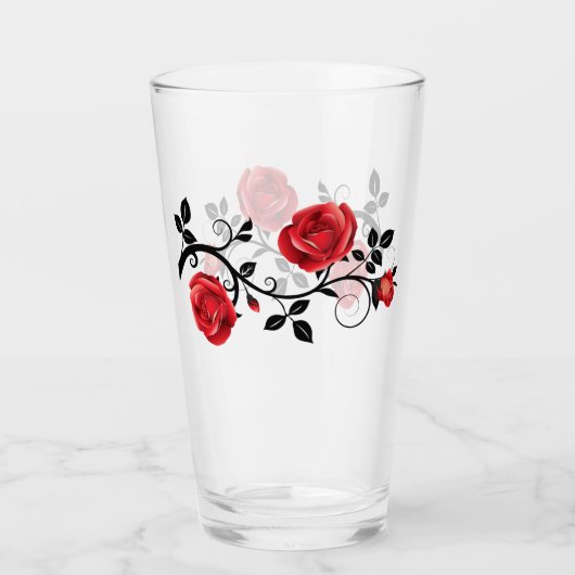 Rood Rose & Wijnglas Glas (Voorkant)
