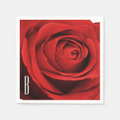 Rood Rose Wit (elke kleur) Rustiek Glam Monogram Servet (Voorkant)