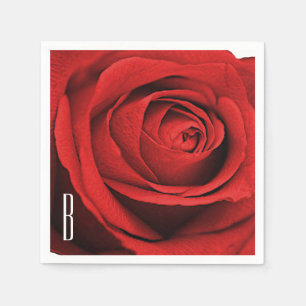 Rood Rose Wit (elke kleur) Rustiek Glam Monogram Servet