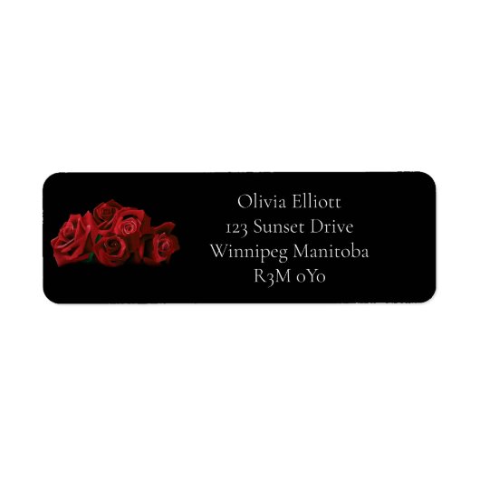 Rood Rose Wit Zwart Bruiloft Etiket (Voorkant)