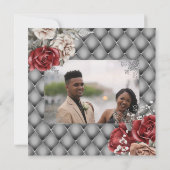 Rood rose zilver glitter shimmer rozen chic kaart (Achterkant)