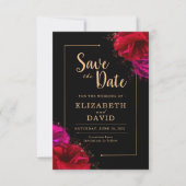 Rood Rose Zwart en Goud Elegant Save The Date (Voorkant)