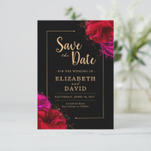 Rood Rose Zwart en Goud Elegant Save The Date