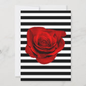 Rood Rose Zwart & Wit Strepen Bruiloft Uitnodiging (Achterkant)