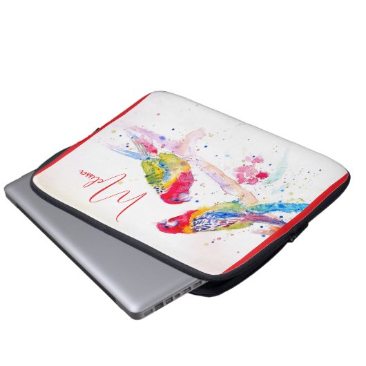 Rood rosella Parrot Waterverf Notitieboek schilder Laptop Sleeve (Voorkant onderkant)