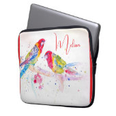Rood rosella Parrot Waterverf Notitieboek schilder Laptop Sleeve (Voorkant Links)