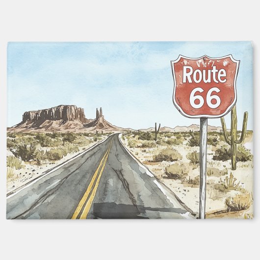 Rood Route 66 bord Magneet (Voorkant)