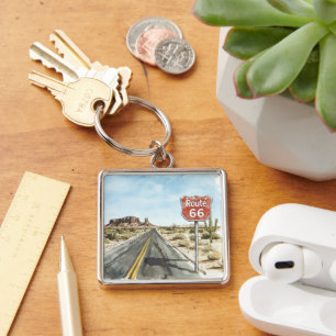 Rood Route 66 bord Sleutelhanger
