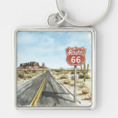 Rood Route 66 bord Sleutelhanger (Voorkant)