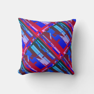 Rood Royal Blue Aqua Pink Diagonaal Zuidwest Look Kussen