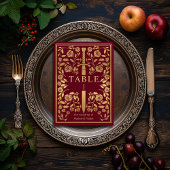 Rood Royal Medieval Sword Wedding Table Number Kaart